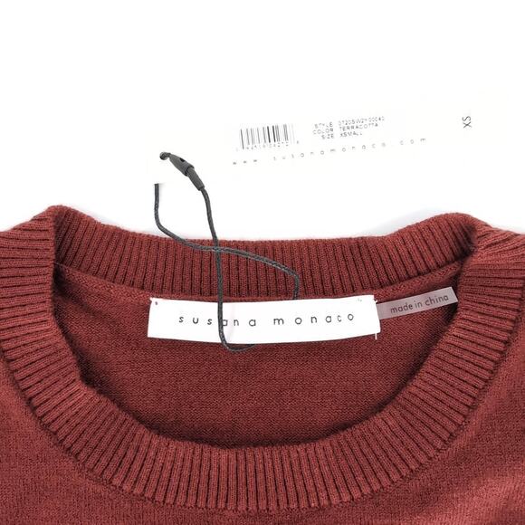 Susana Monaco Womens Crop Sweater Jumper Top in Terracotta - Size XS - NEW - Picture 4 of 14